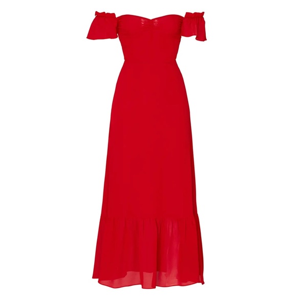 Reformation Butterfly Dress in Cherry Red - Picture 6 of 14